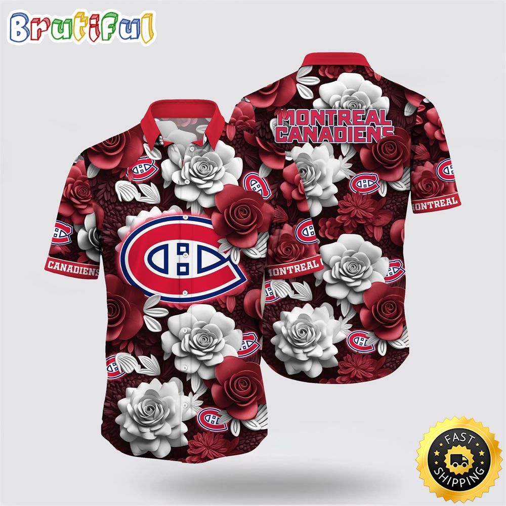 NHL Montreal Canadiens Hawaiian Shirt Tropical Rose Pattern Summer Hawaiian Shirt 1 qrup2i.jpg