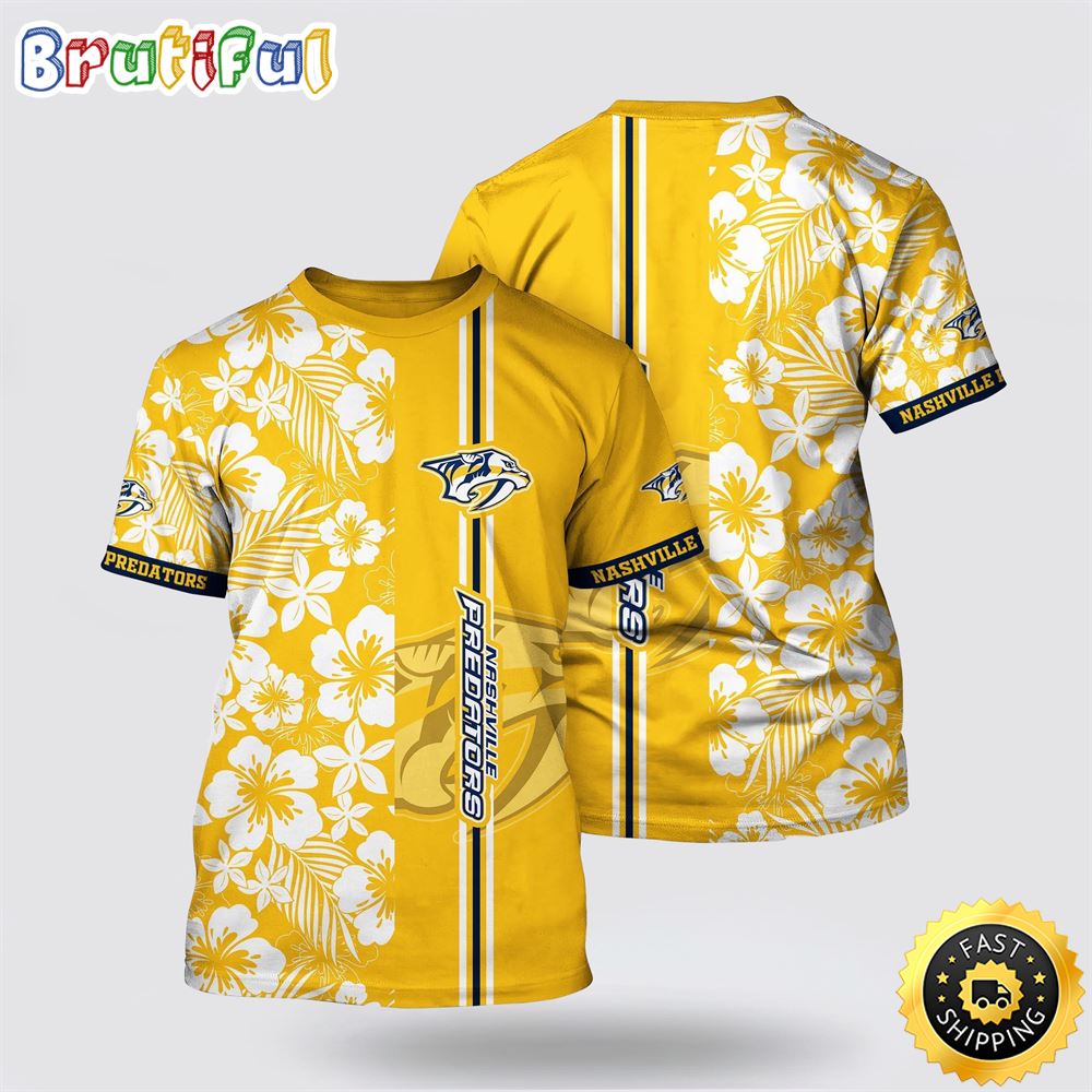 NHL Nashville Predators All Over Print T Shirt Tropical Apricot Blossom Pattern Summer T Shirt 1 bz1hzj.jpg