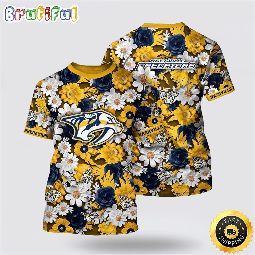 NHL Nashville Predators All Over Print T Shirt Tropical Begonia Flower Pattern Summer T Shirt 1 urxpk0.jpg