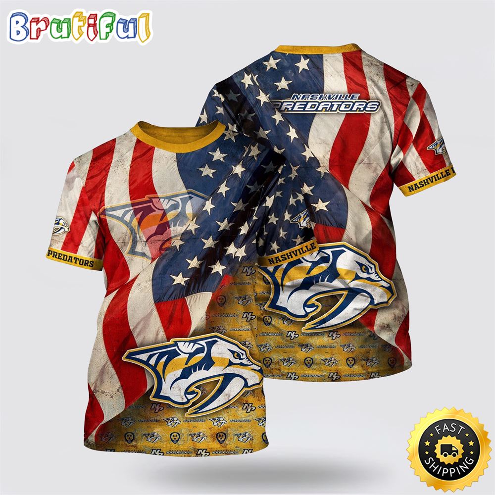 NHL Nashville Predators All Over Print T Shirt With American Flag Pattern Summer T Shirt 1 xpvbqk.jpg