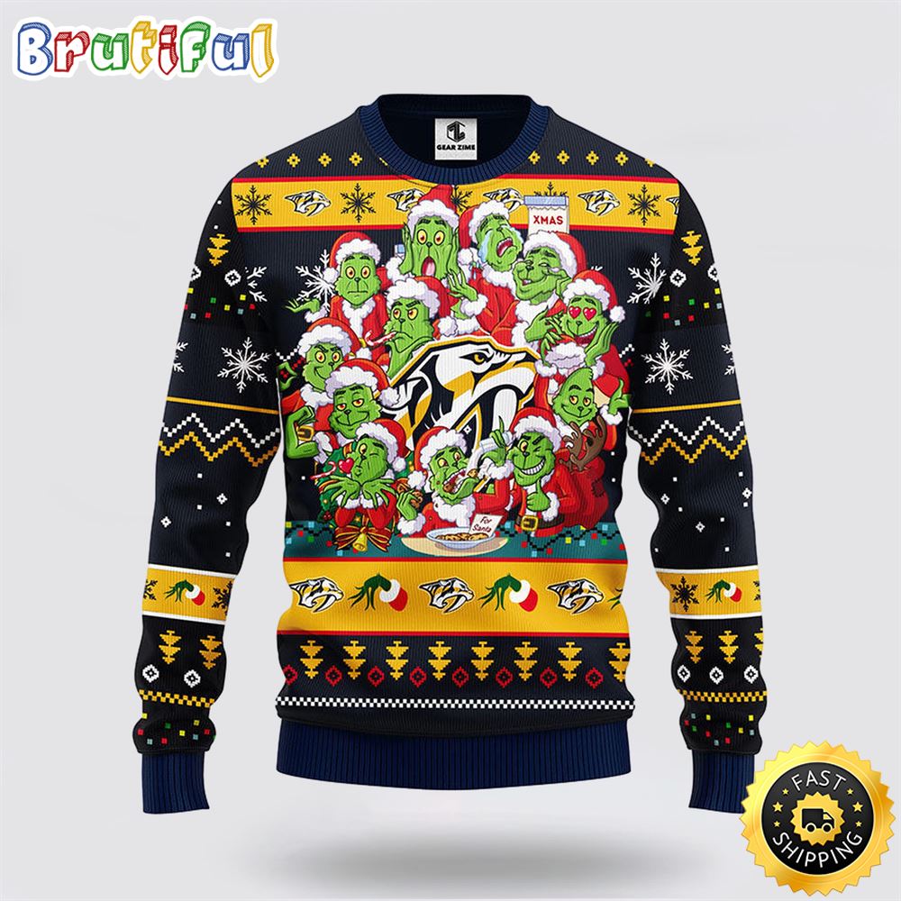 NHL Nashville Predators Ugly Sweater 12 Expressions Of Grinch During The Christmas Season Sweater zqaunw.jpg