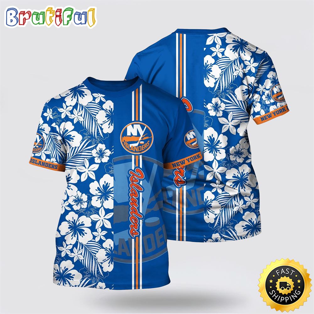 NHL New York Islanders All Over Print T Shirt Tropical Apricot Blossom Pattern Summer T Shirt 1 p0epno.jpg