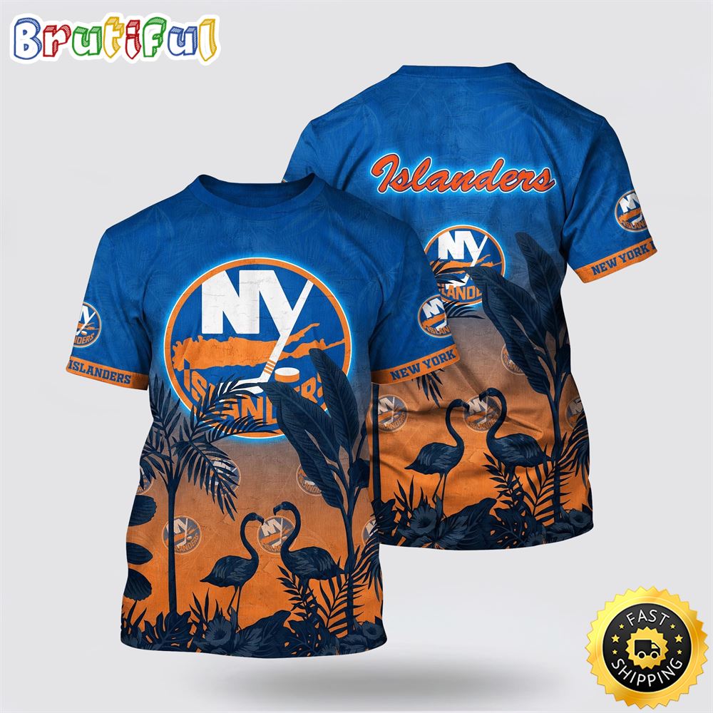 NHL New York Islanders All Over Print T Shirt Tropical Flamingo Pattern Summer T Shirt 1 jnvmfc.jpg