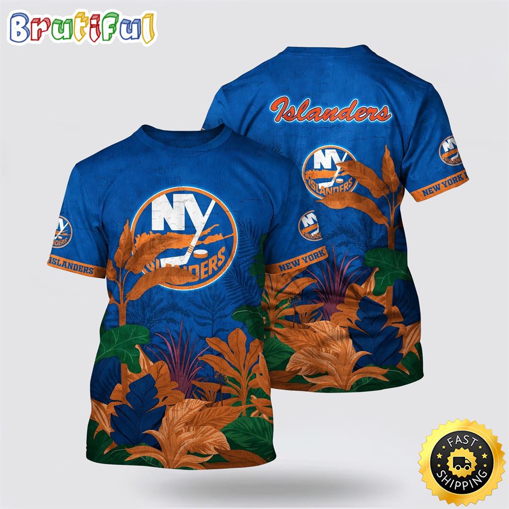 NHL New York Islanders All Over Print T Shirt Tropical Forest Motifs Summer T Shirt 1 ueztgg.jpg