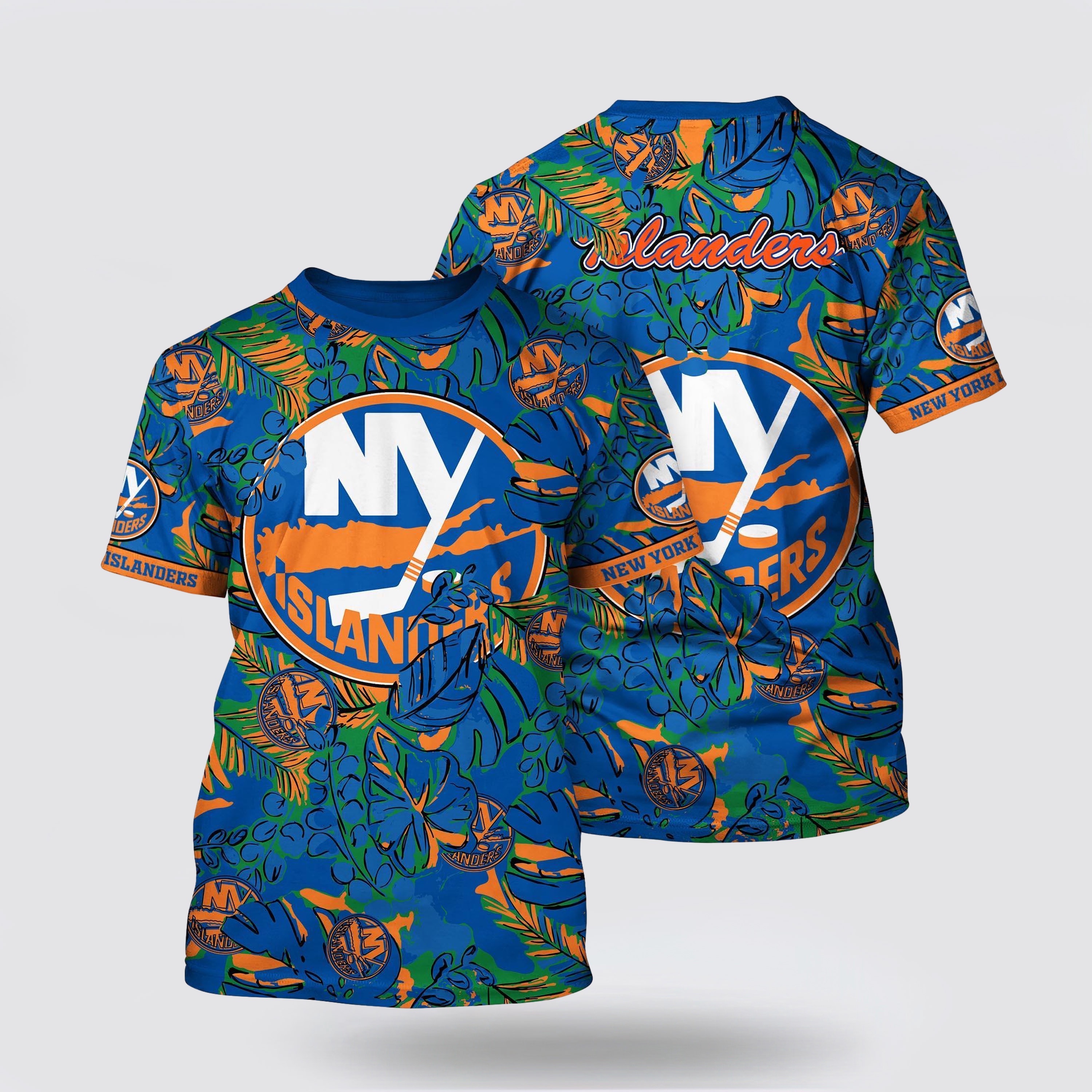 NHL New York Islanders All Over Print T Shirt Tropical Leaf Pattern Summer T Shirt 1 cmi1s9.jpg