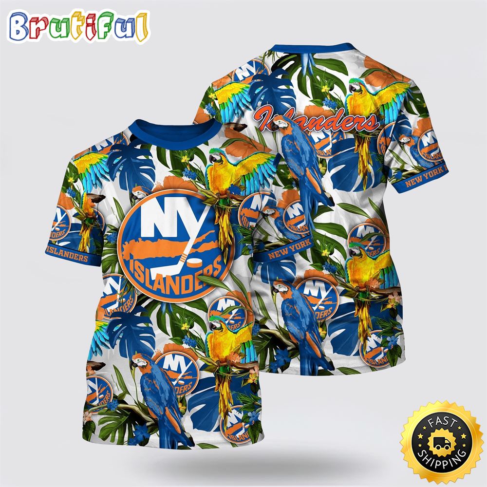 NHL New York Islanders All Over Print T Shirt Tropical Parrot Pattern Summer T Shirt 1 ahqmkl.jpg