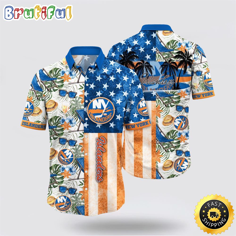 NHL New York Islanders Hawaiian Shirt Tropical Hat And Glasses Pattern Summer Hawaiian Shirt 1 mtlocp.jpg