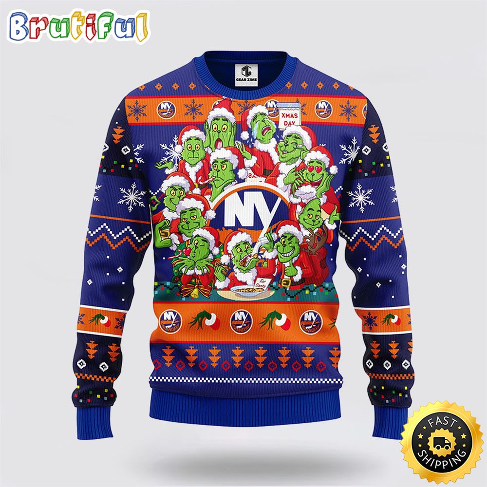 NHL New York Islanders Ugly Sweater 12 Expressions Of Grinch During The Christmas Season Sweater xt3ord.jpg