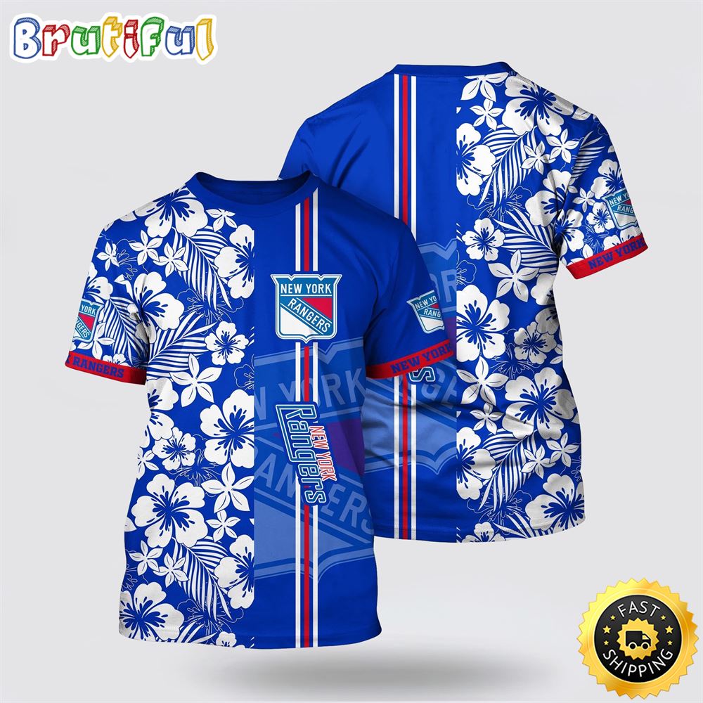 NHL New York Rangers All Over Print T Shirt Tropical Apricot Blossom Pattern Summer T Shirt 1 dxh4t4.jpg