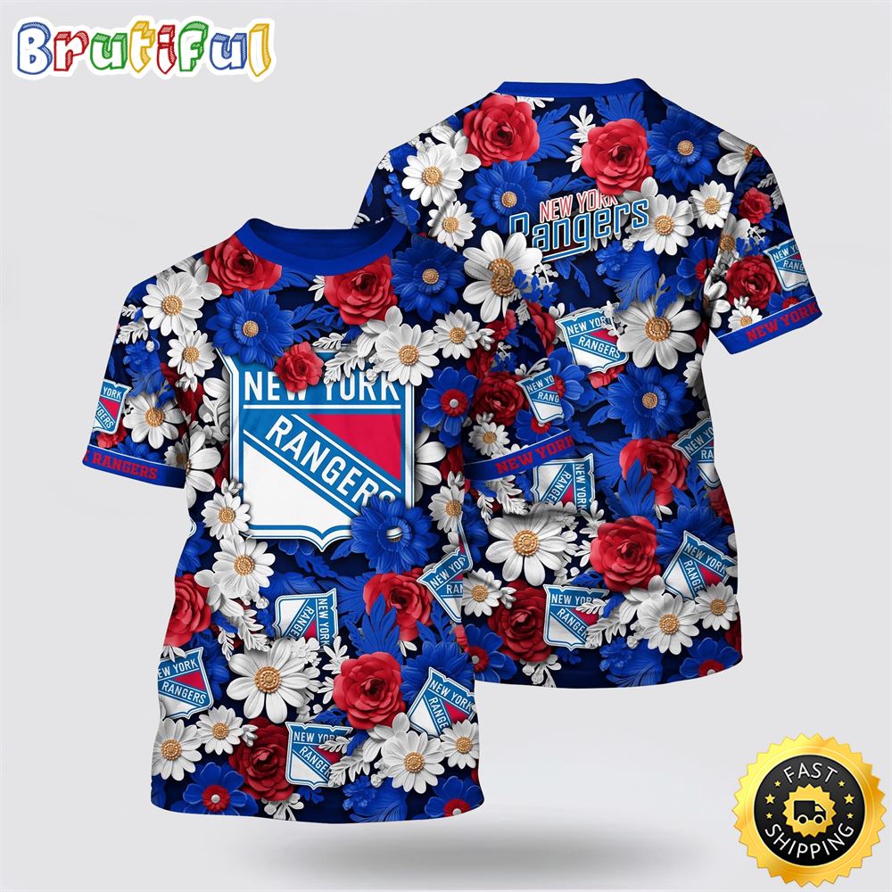 NHL New York Rangers All Over Print T Shirt Tropical Begonia Flower Pattern Summer T Shirt 1 whyg5g.jpg