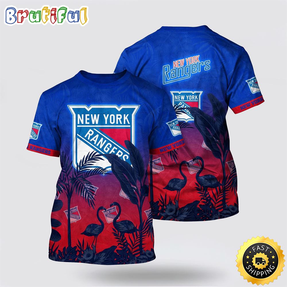 NHL New York Rangers All Over Print T Shirt Tropical Flamingo Pattern Summer T Shirt 1 ro7bnb.jpg