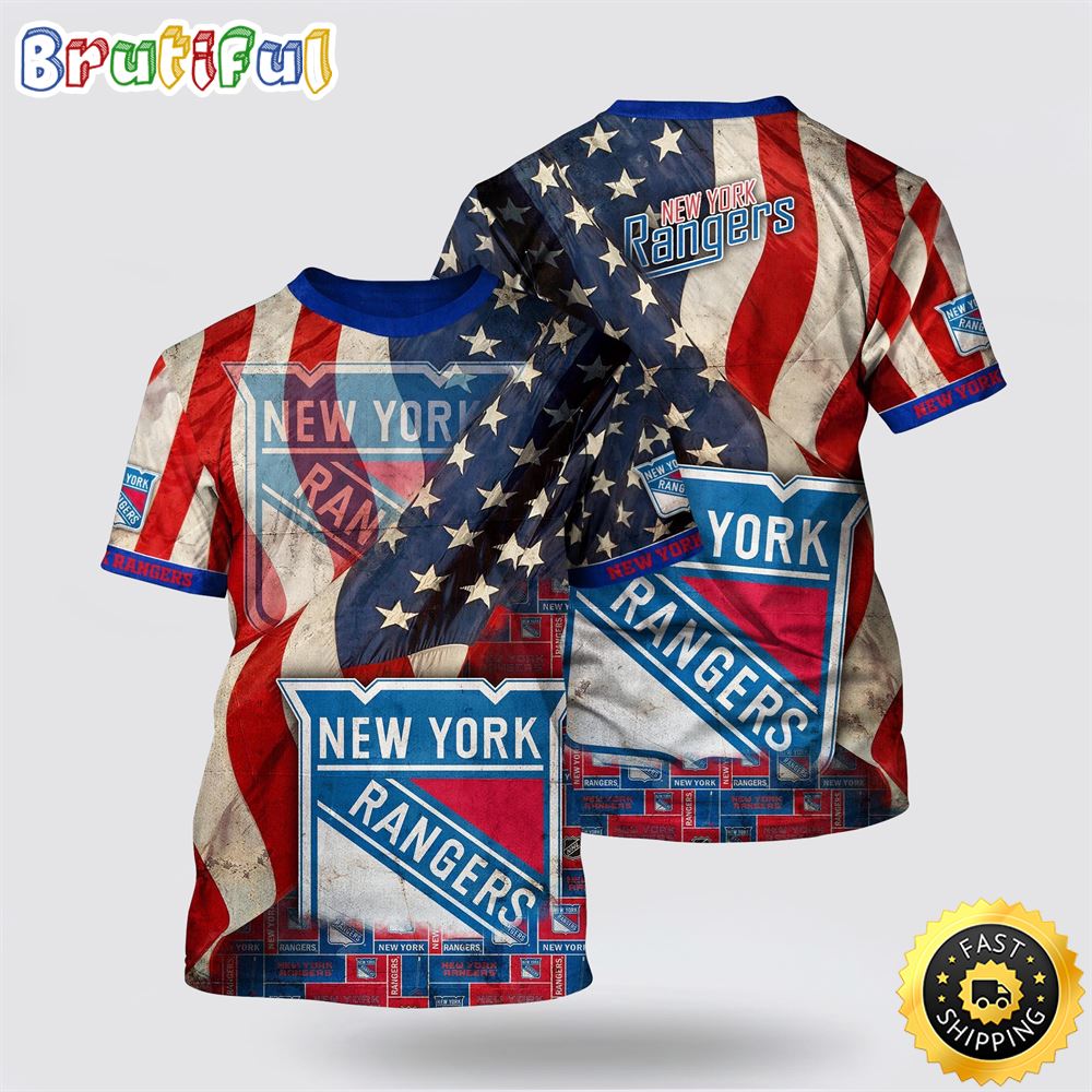 NHL New York Rangers All Over Print T Shirt With American Flag Pattern Summer T Shirt 1 uvdtek.jpg