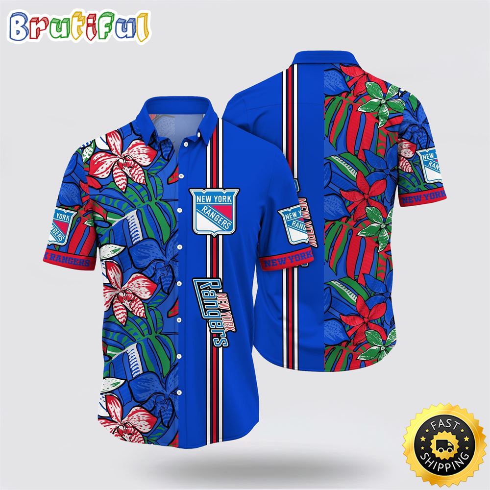 NHL New York Rangers Hawaiian Shirt Tropical Tropical Forest Floral Pattern Summer Hawaiian Shirt 1 xv6nrd.jpg