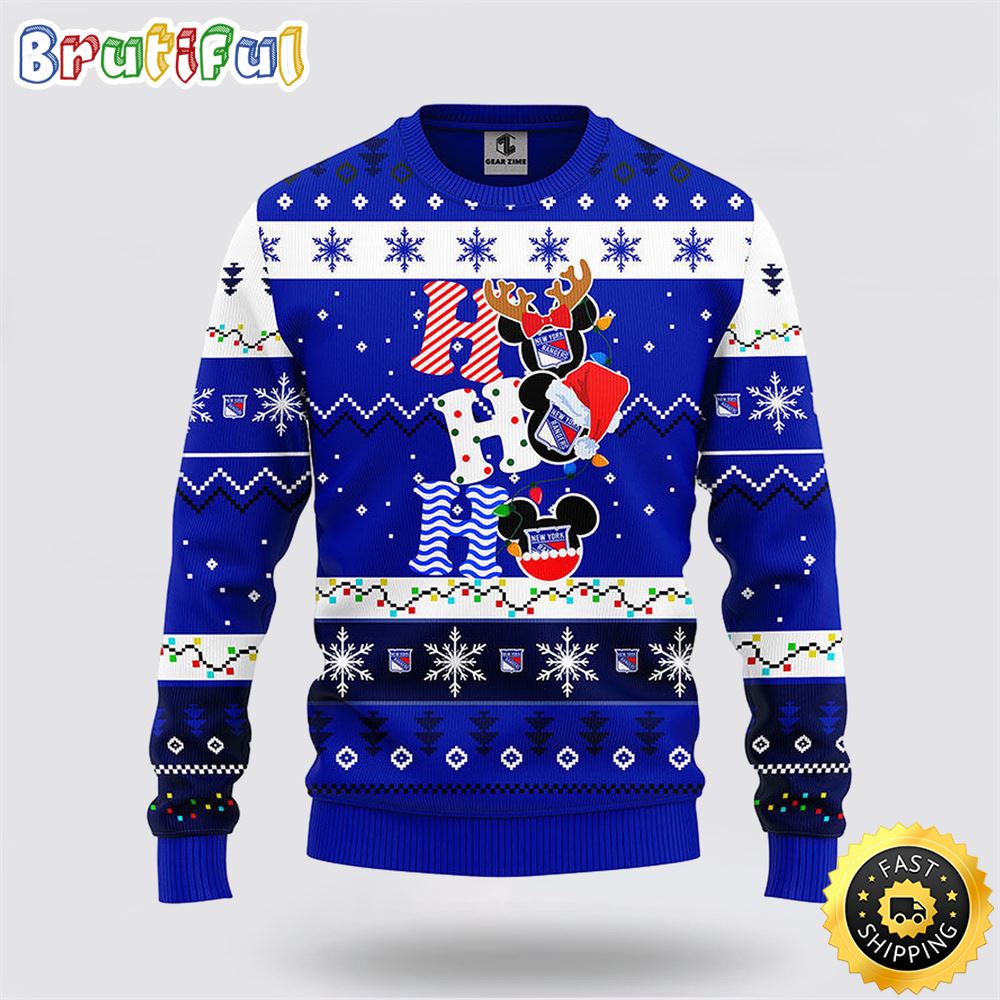 NHL New York Rangers Ugly Sweater Hohoho Mickey Ugly Christmas Sweater gqnzag.jpg
