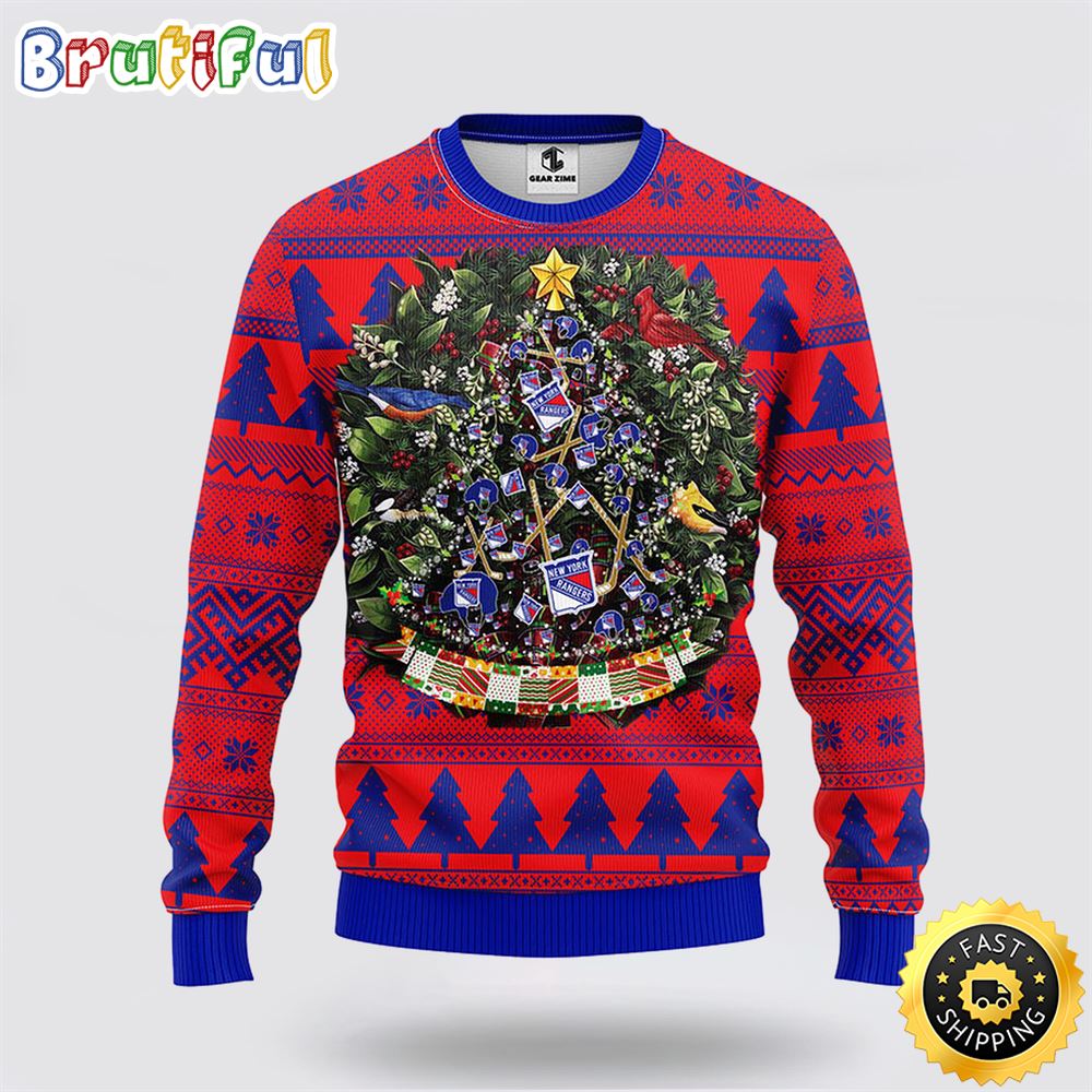 NHL New York Rangers Ugly Sweater Tree Ball Ugly Christmas Sweater glfplm.jpg