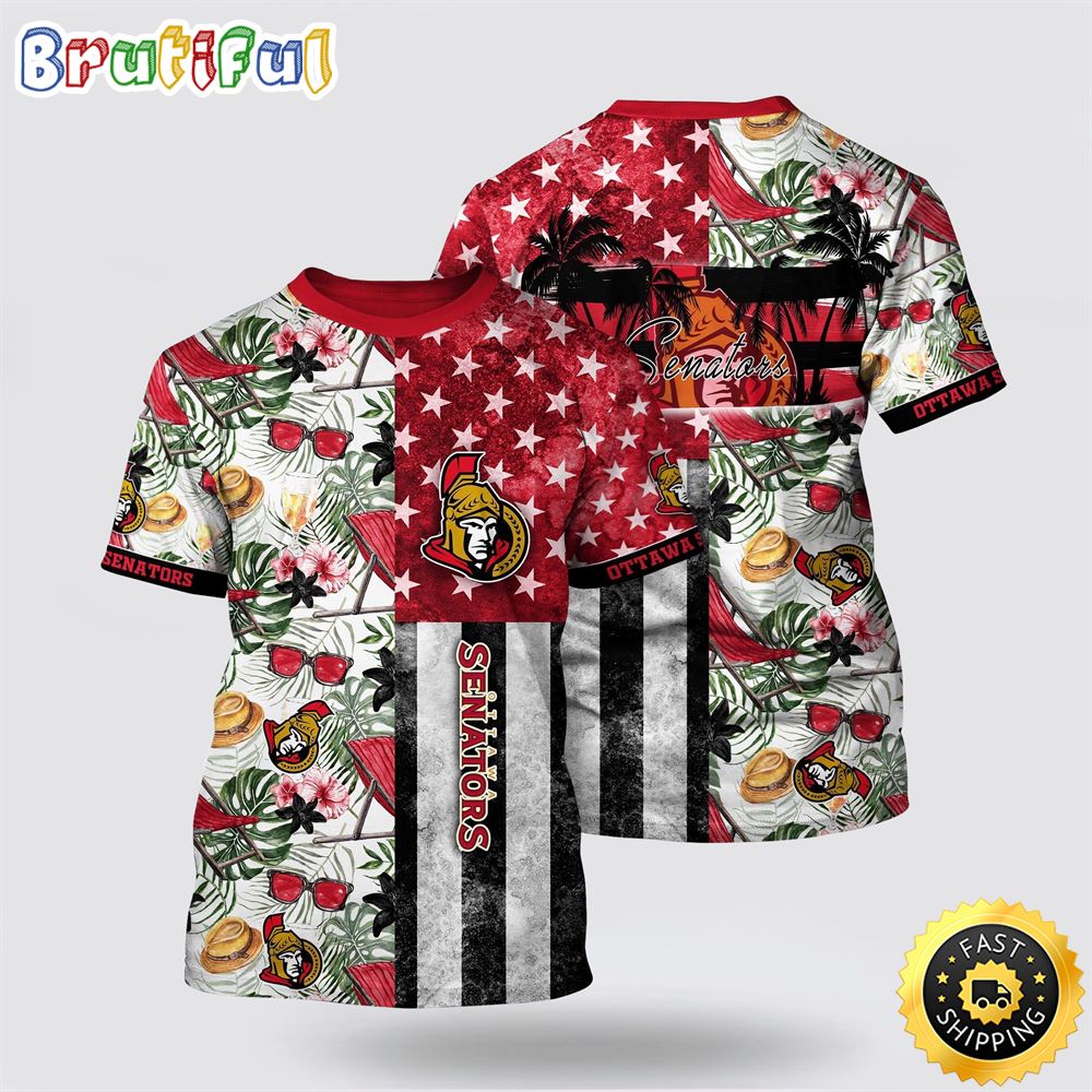 NHL Ottawa Senators All Over Print T Shirt Tropical Hat And Glasses Pattern Summer T Shirt 1 hjp8c5.jpg