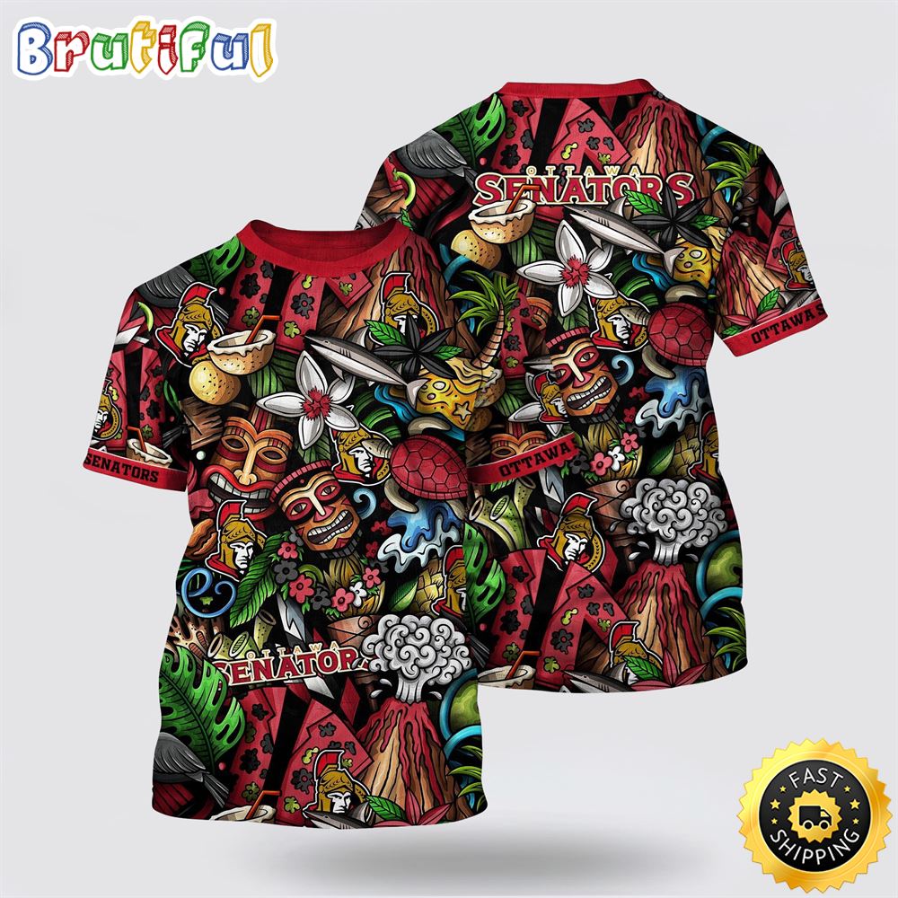 NHL Ottawa Senators All Over Print T Shirt Tropical Tiki Pattern Summer T Shirt 1 ckn3mx.jpg