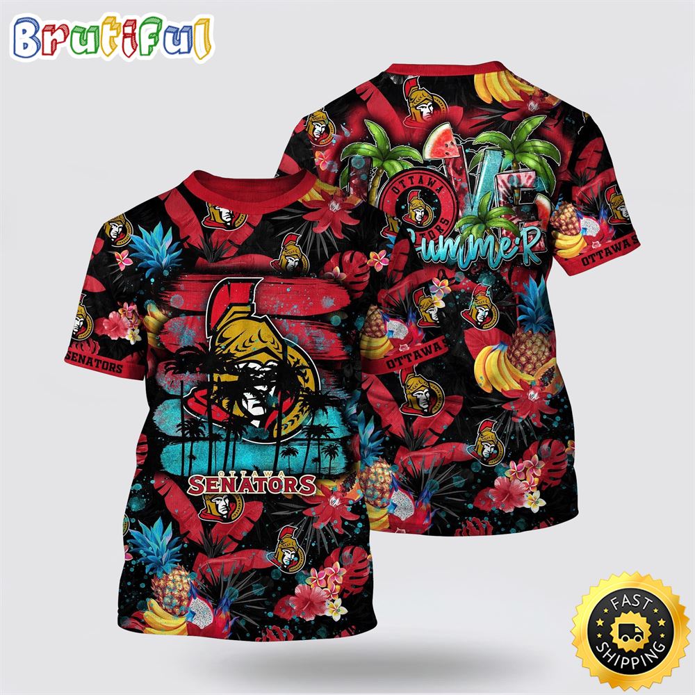 NHL Ottawa Senators All Over Print T Shirt With Tropical Fruits Summer T Shirt 1 kto0nq.jpg