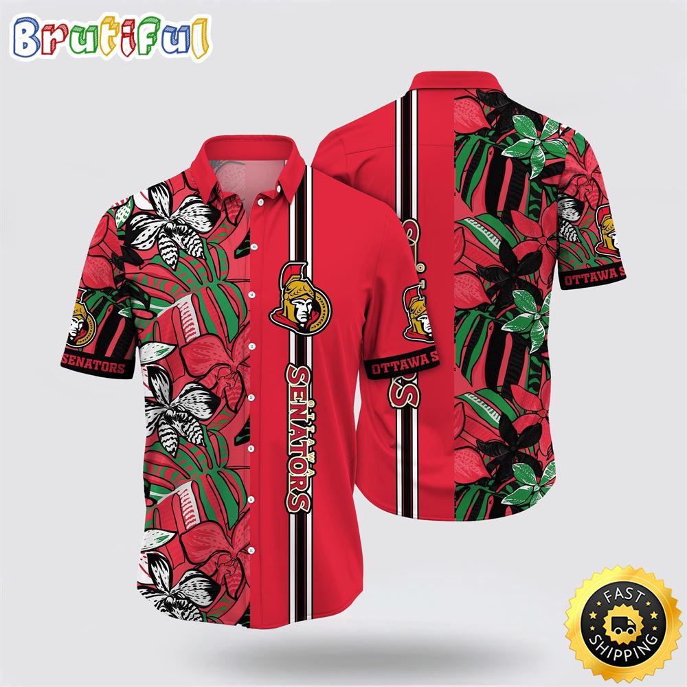 NHL Ottawa Senators Hawaiian Shirt Tropical Tropical Forest Floral Pattern Summer Hawaiian Shirt 1 vduebr.jpg