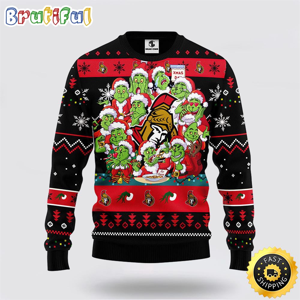 NHL Ottawa Senators Ugly Sweater 12 Expressions Of Grinch During The Christmas Season Sweater njtorz.jpg
