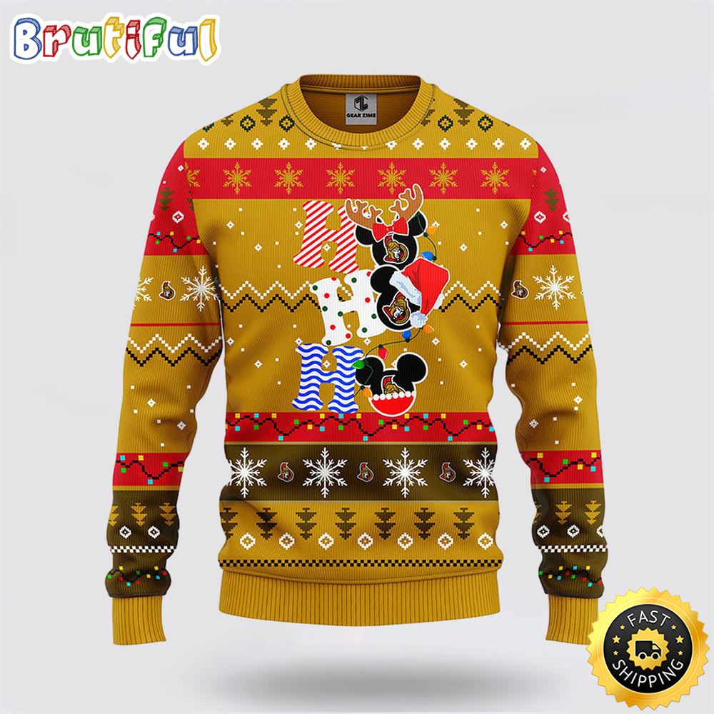 NHL Ottawa Senators Ugly Sweater Hohoho Mickey Ugly Christmas Sweater spcnmz.jpg