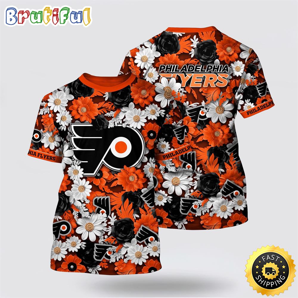 NHL Philadelphia Flyers All Over Print T Shirt Tropical Begonia Flower Pattern Summer T Shirt 1 ibg1dg.jpg