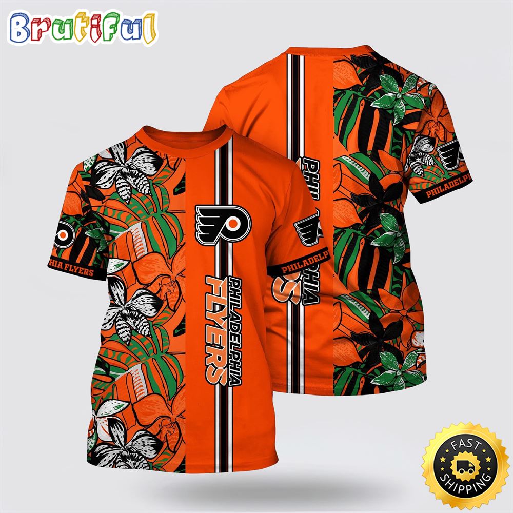 NHL Philadelphia Flyers All Over Print T Shirt Tropical Tropical Forest Floral Pattern Summer T Shirt 1 qoak4m.jpg