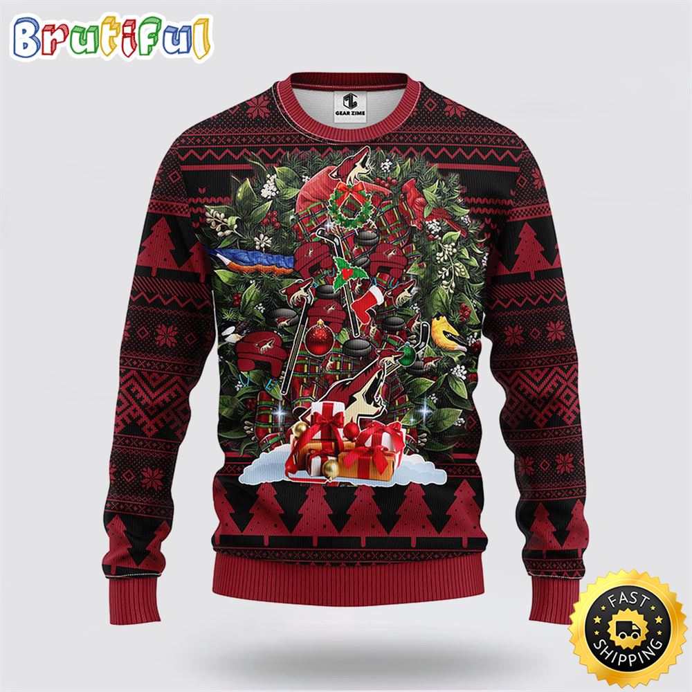 NHL Phoenix Coyotes Ugly Sweater Tree Ugly Christmas Fleece Sweater f8q3g2.jpg