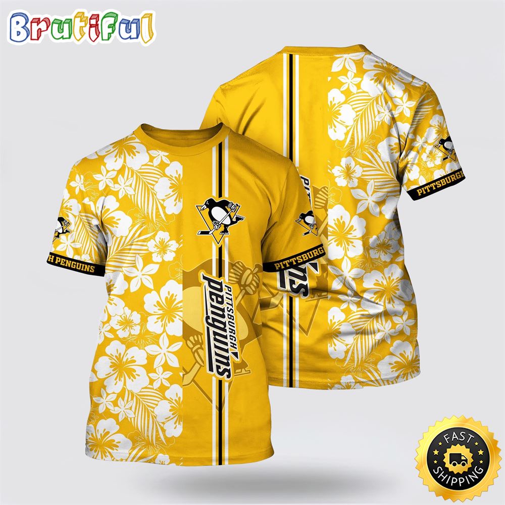NHL Pittsburgh Penguins All Over Print T Shirt Tropical Apricot Blossom Pattern Summer T Shirt 1 eytehr.jpg