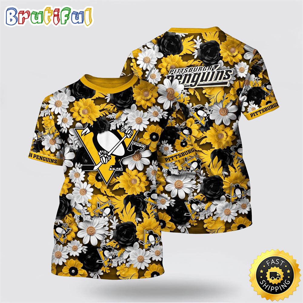 NHL Pittsburgh Penguins All Over Print T Shirt Tropical Begonia Flower Pattern Summer T Shirt 1 fi5qyn.jpg
