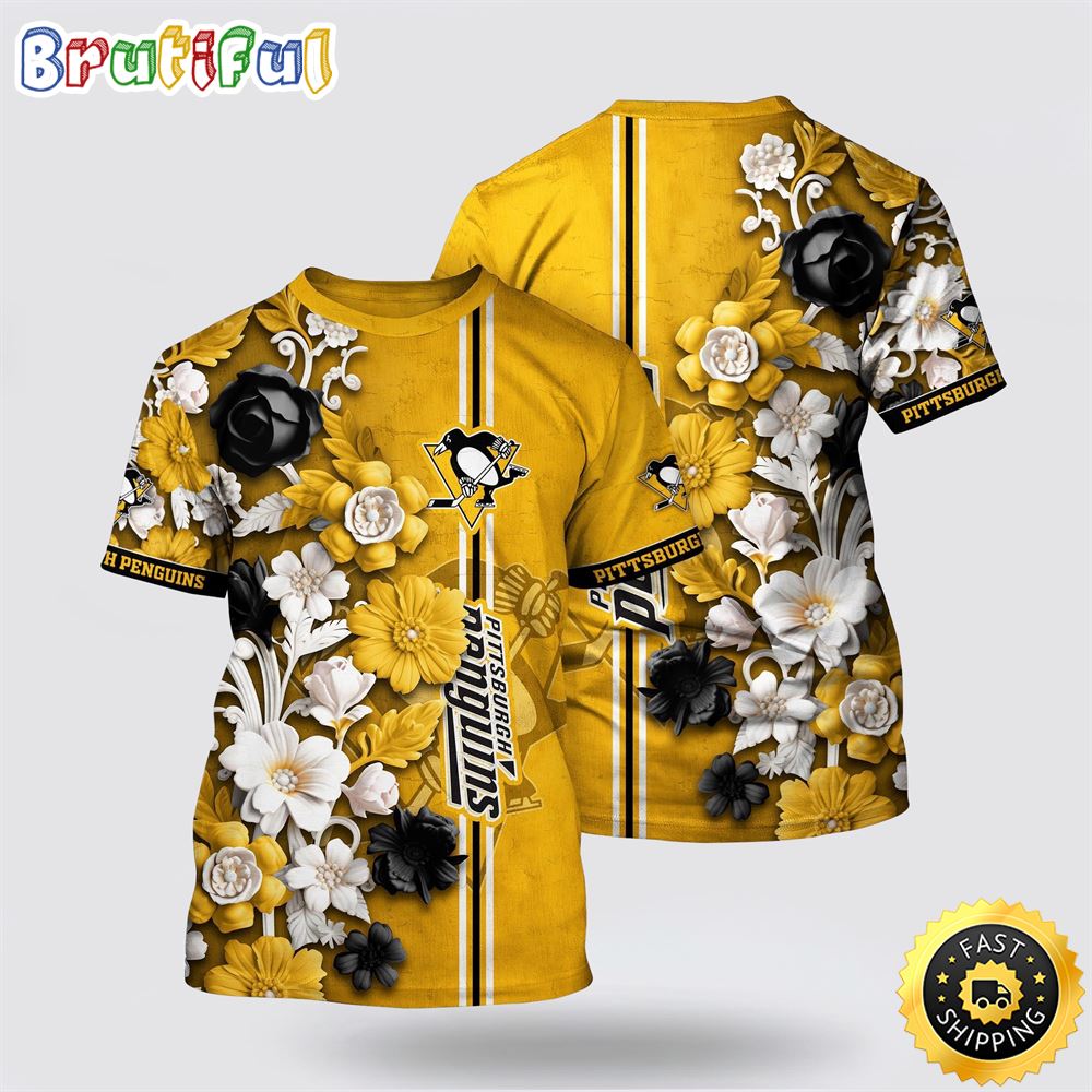 NHL Pittsburgh Penguins All Over Print T Shirt Tropical Hepatica Floral Pattern Summer T Shirt 1 owxpkq.jpg
