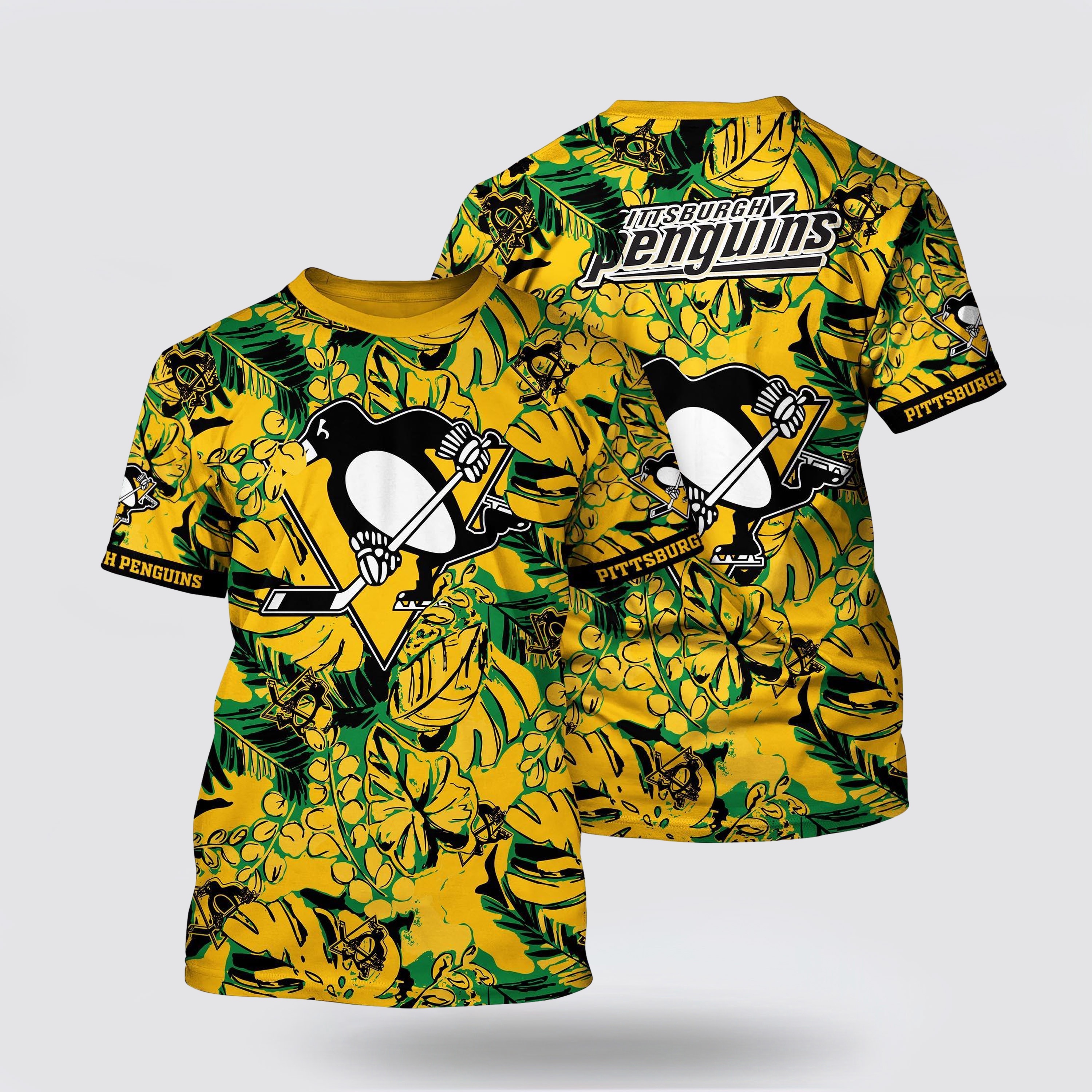 NHL Pittsburgh Penguins All Over Print T Shirt Tropical Leaf Pattern Summer T Shirt 1 eh3x3r.jpg