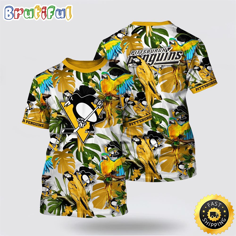NHL Pittsburgh Penguins All Over Print T Shirt Tropical Parrot Pattern Summer T Shirt 1 vyk7wd.jpg