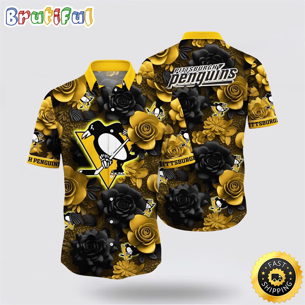 NHL Pittsburgh Penguins Hawaiian Shirt Tropical Rose Pattern Summer Hawaiian Shirt 1 pob8uk.jpg