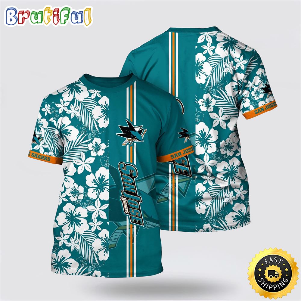 NHL San Jose Sharks All Over Print T Shirt Tropical Apricot Blossom Pattern Summer T Shirt 1 tgim1o.jpg