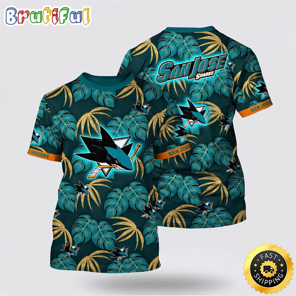 NHL San Jose Sharks All Over Print T Shirt Tropical Motifs Summer T Shirt 1 oyzgre.jpg