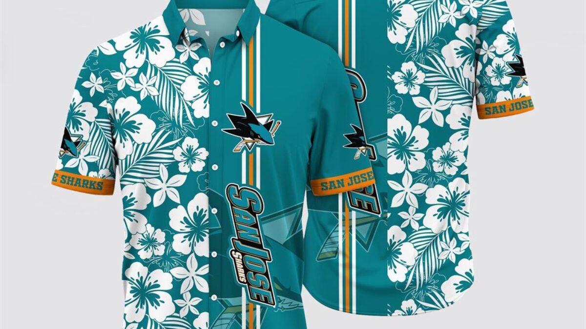 NHL San Jose Sharks Hawaiian Shirt Tropical Apricot Blossom