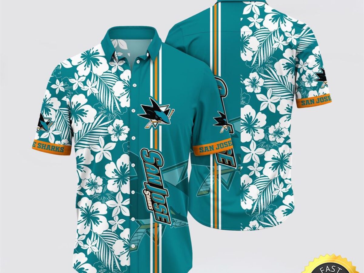NHL San Jose Sharks Hawaiian Shirt Tropical Apricot Blossom