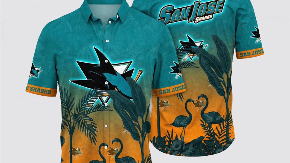 NHL San Jose Sharks Hawaiian Shirt Tropical Flamingo Pattern