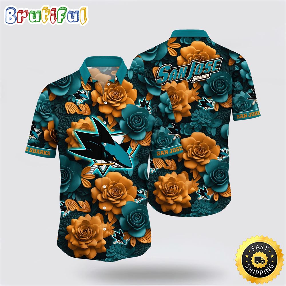 NHL San Jose Sharks Hawaiian Shirt Tropical Rose Pattern Summer Hawaiian Shirt 1 d3n37n.jpg