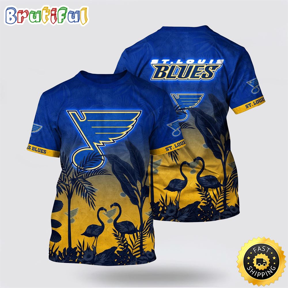 NHL St. Louis Blues All Over Print T Shirt Tropical Flamingo Pattern Summer T Shirt 1 ghxjdf.jpg