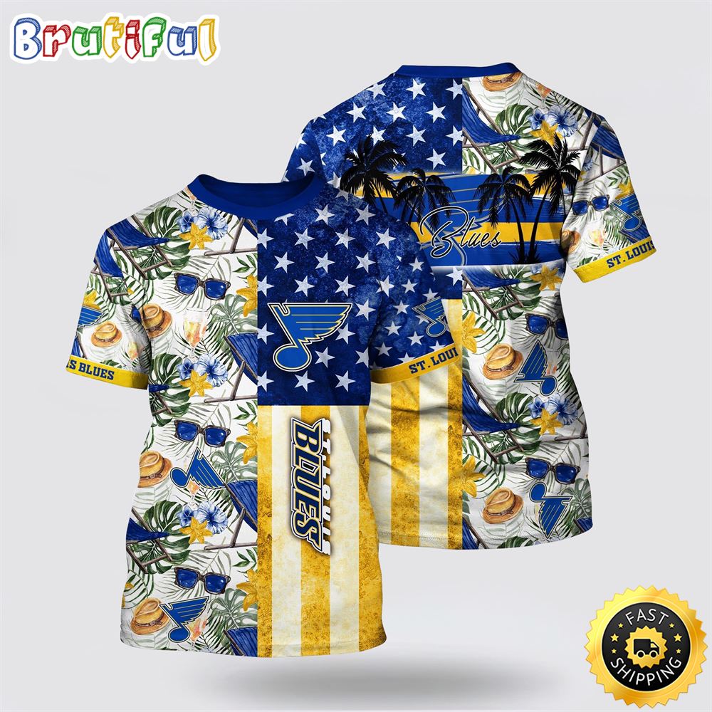 NHL St. Louis Blues All Over Print T Shirt Tropical Hat And Glasses Pattern Summer T Shirt 1 jaz9ve.jpg