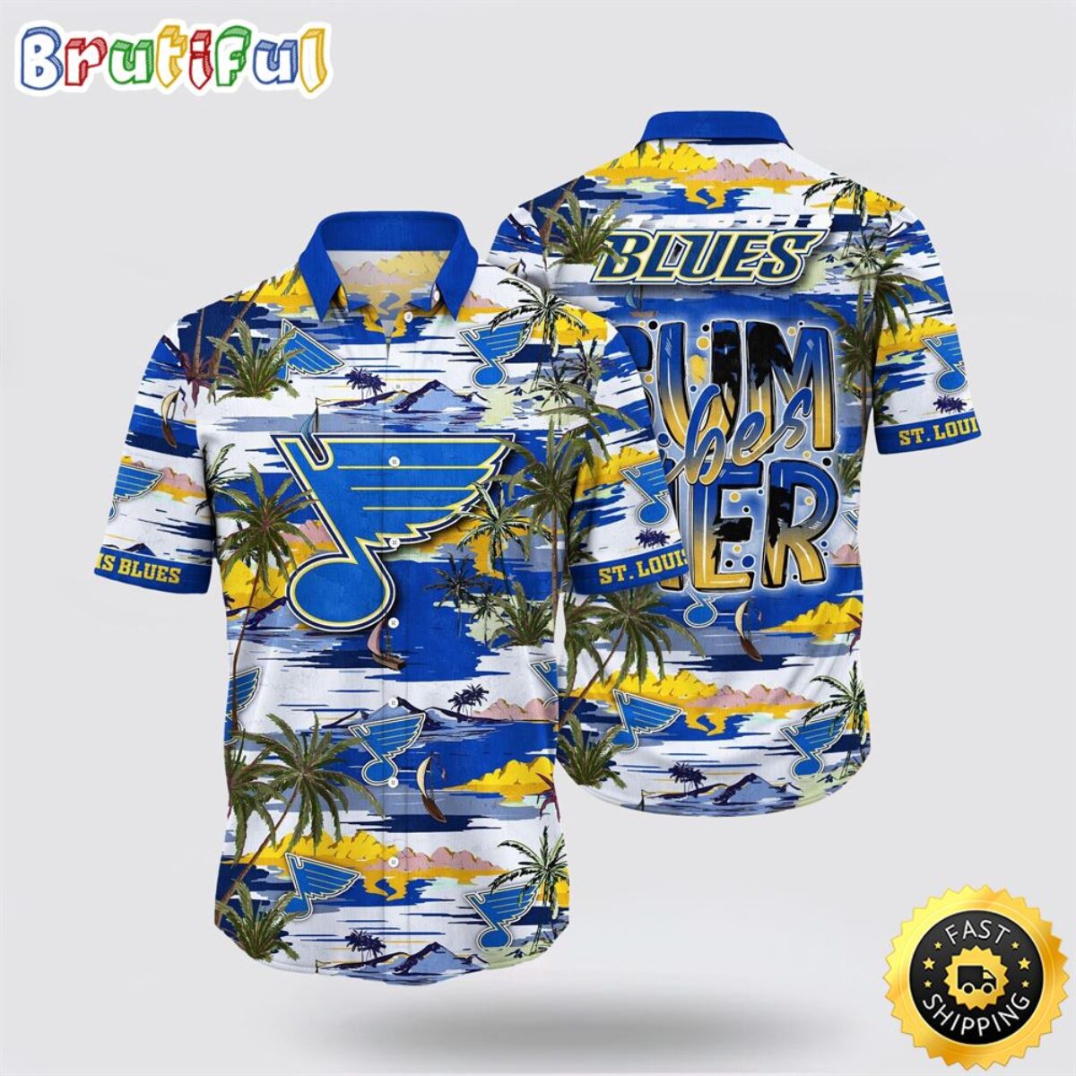 NHL St. Louis Blues Hawaiian Shirt Tropical Desert Island Motif