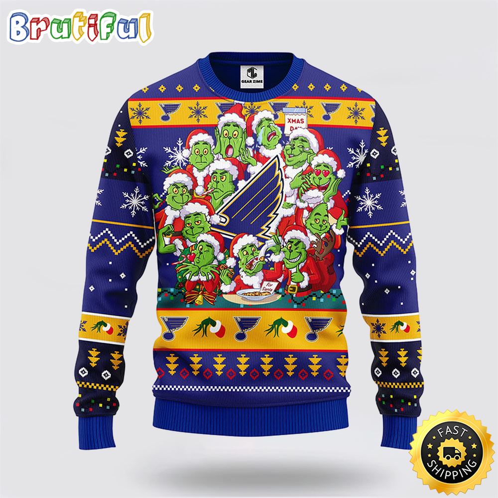 NHL St. Louis Blues Ugly Sweater 12 Expressions Of Grinch During The Christmas Season Sweater jtyjfx.jpg