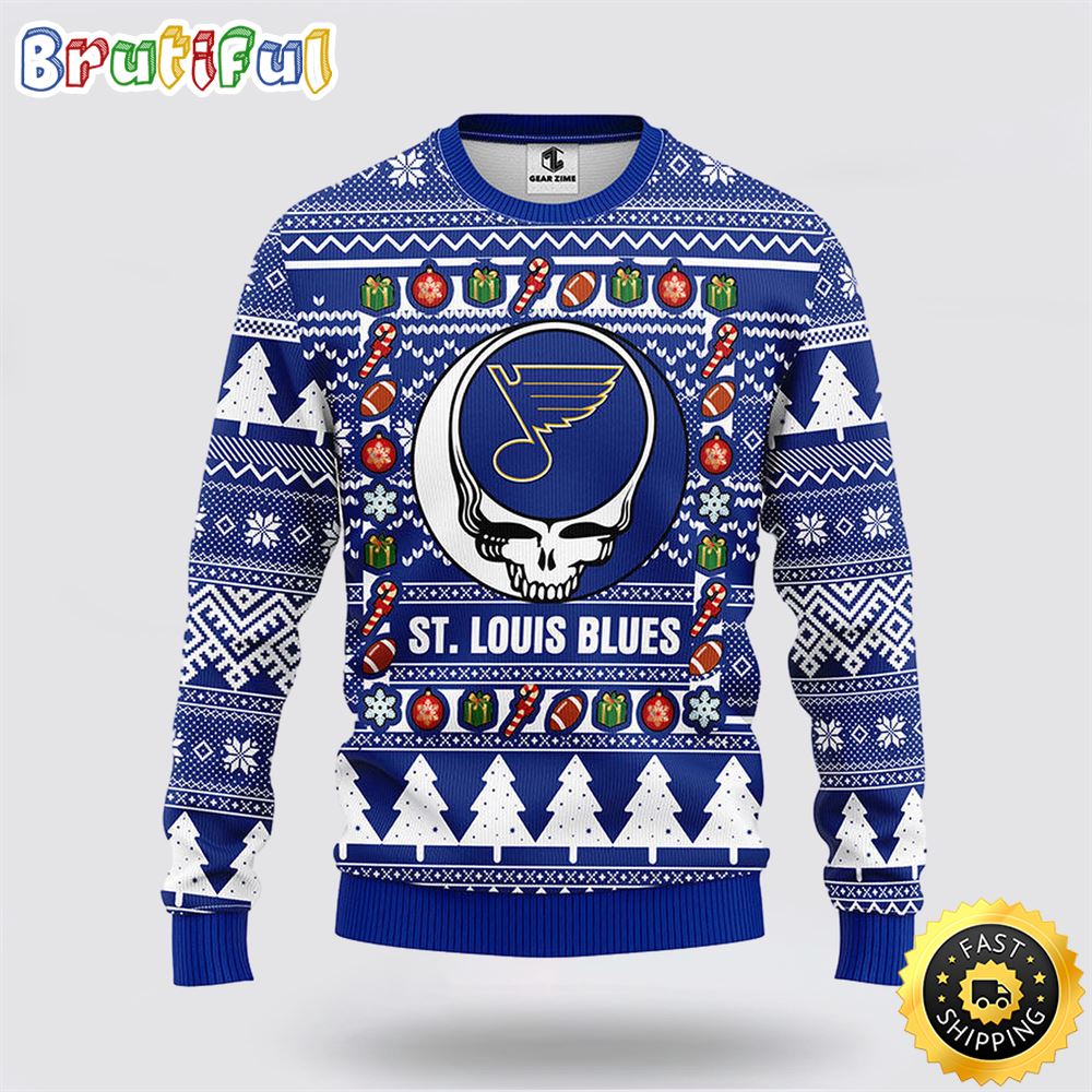 NHL St. Louis Blues Ugly Sweater Grateful Dead Ugly Christmas Fleece Sweater ukbxlz.jpg