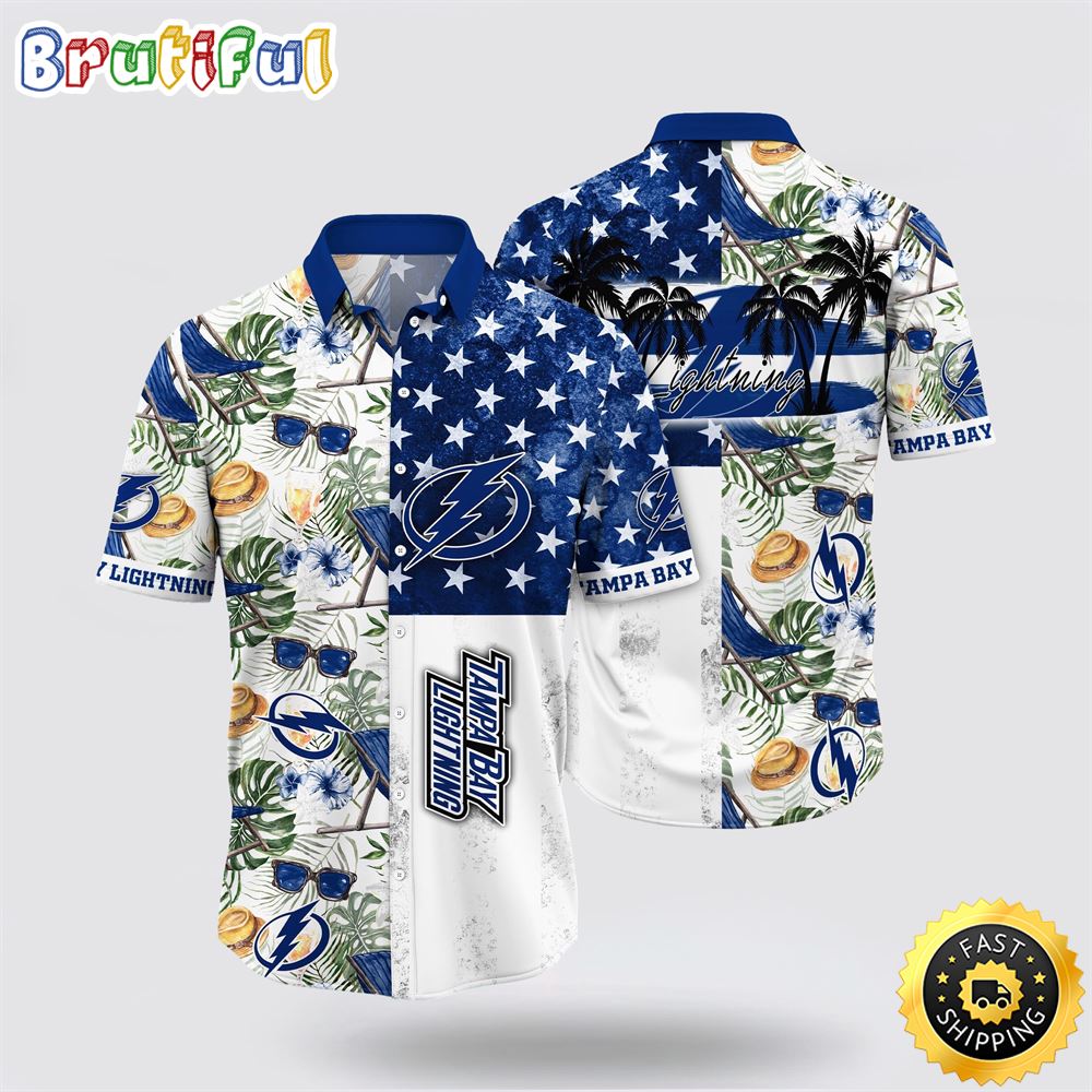 NHL Tampa Bay Lightning Hawaiian Shirt Tropical Hat And Glasses Pattern Summer Hawaiian Shirt 1 systm0.jpg