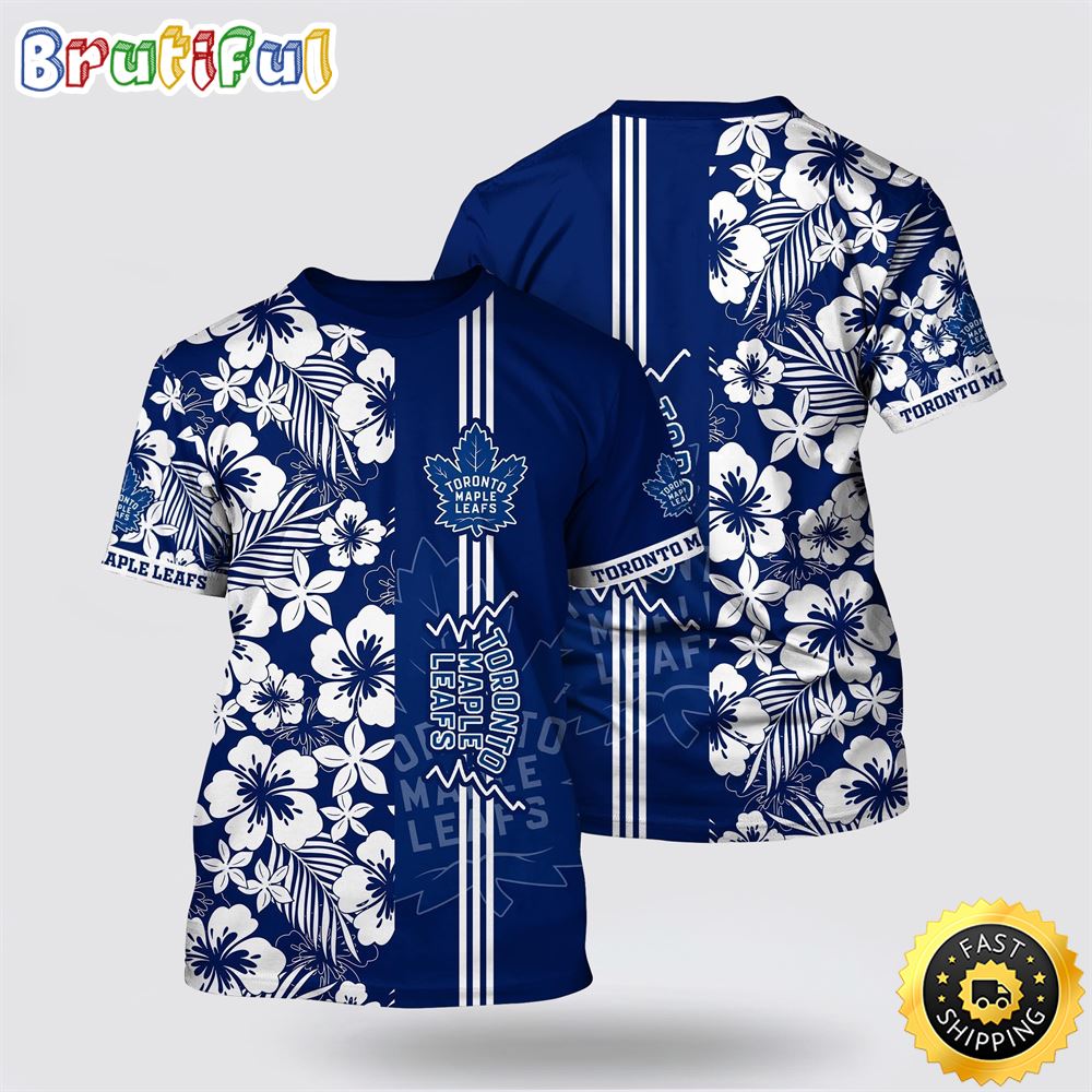 NHL Toronto Maple Leafs All Over Print T Shirt Tropical Apricot Blossom Pattern Summer T Shirt 1 grzaos.jpg