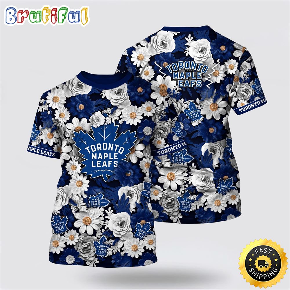 NHL Toronto Maple Leafs All Over Print T Shirt Tropical Begonia Flower Pattern Summer T Shirt 1 ojuqyv.jpg