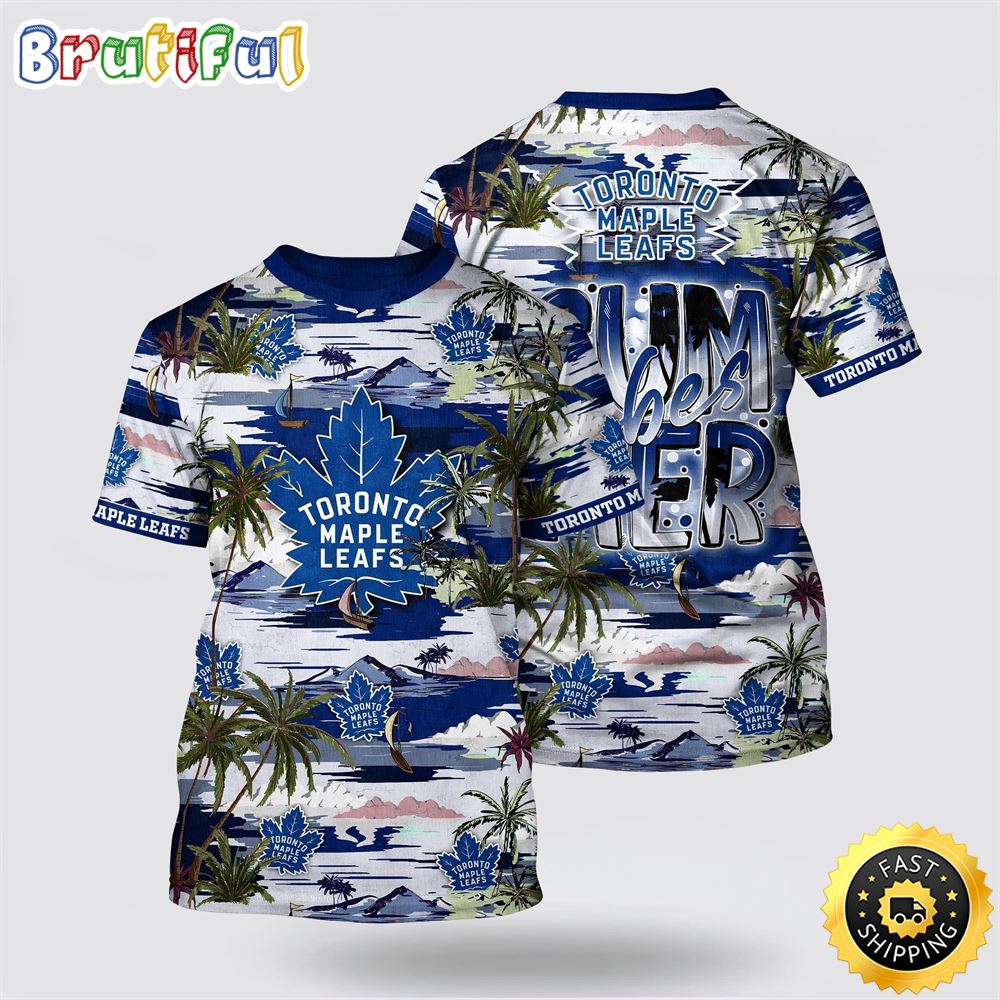 NHL Toronto Maple Leafs All Over Print T Shirt Tropical Desert Island Motif Summer T Shirt 1 ta2jiq.jpg