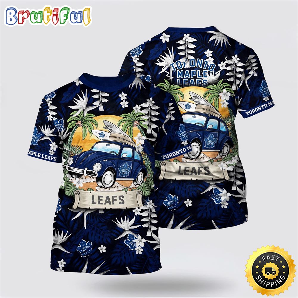 NHL Toronto Maple Leafs All Over Print T Shirt Tropical Forest Motif Car Traveling Summer T Shirt 1 tnfifz.jpg